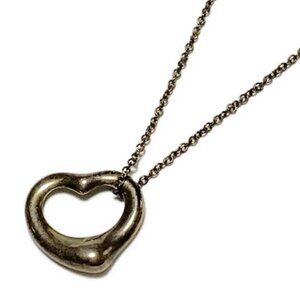 Auth TIFFANY&Co. Open Heart - Silver Necklace